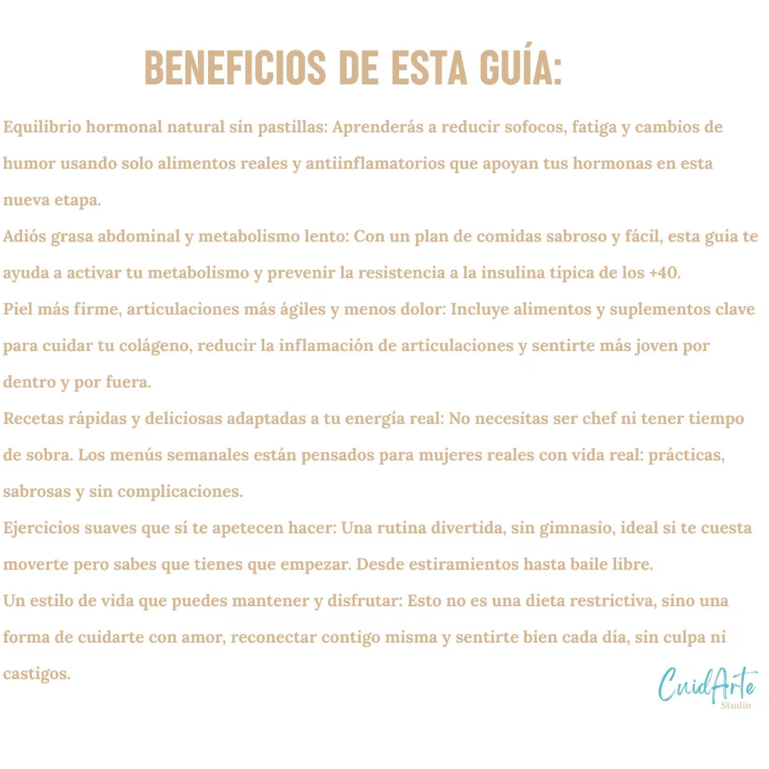 Adiós inflamación: Guía antiinflamatoria para mujeres de +40 en español, recupera tu energía, alimentación en menopausia, control hormonal